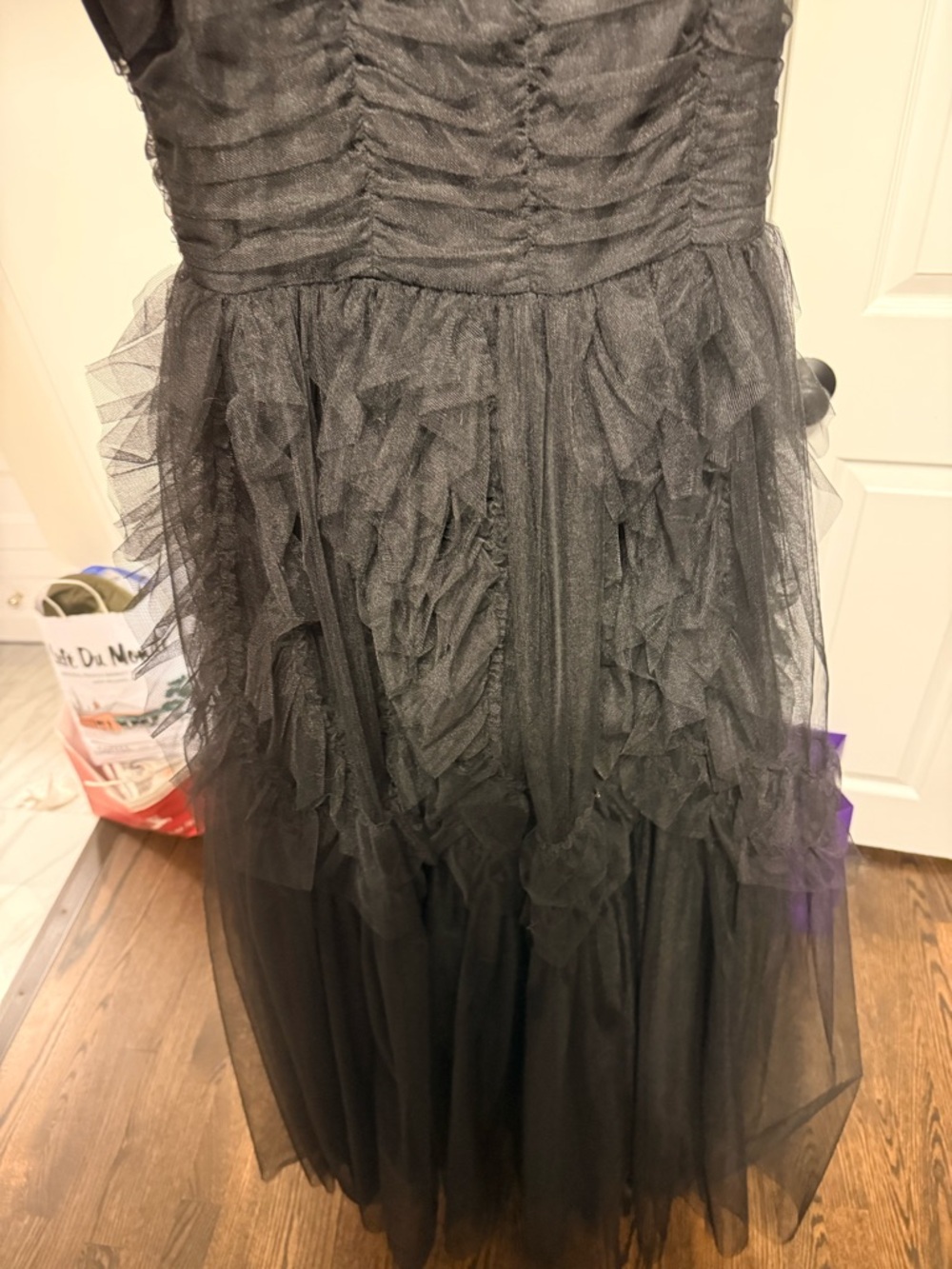 BCBGMaxAzria Black Layered Tulle Dress